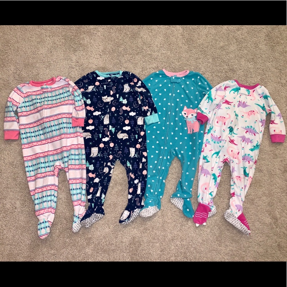 Baby Girl 12 Month Carters Footie Pajamas Lot
